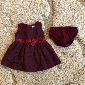 Caters Burgundy Floral Lace Dress - 3 months